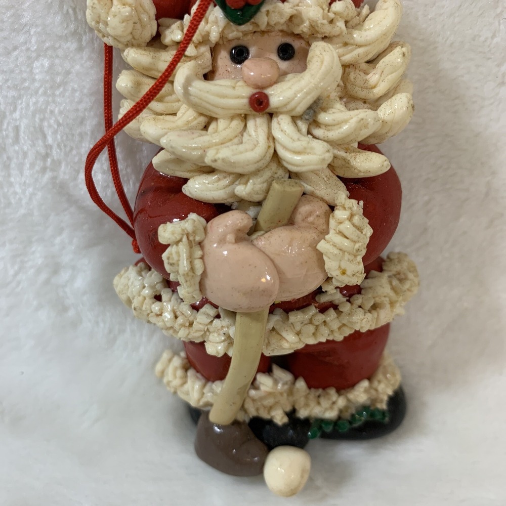 Vintage Glazed Dough Type Christmas Ornament Spaghetti Beard Golf Golfer Santa - Picture 3 of 12